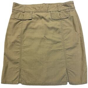 Eddie Bauer Academia 100% Cotton Corduroy Front Pockets Skirt Women 10 Tan Gold